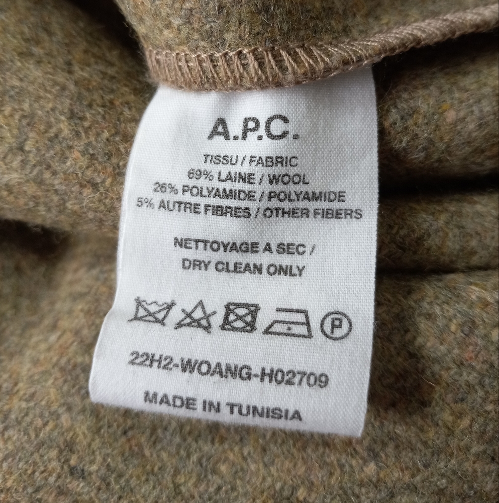 A.P.C. Men's Basile Wool Overshirt Shacket In Khaki Heather L - Picture 8 of 15